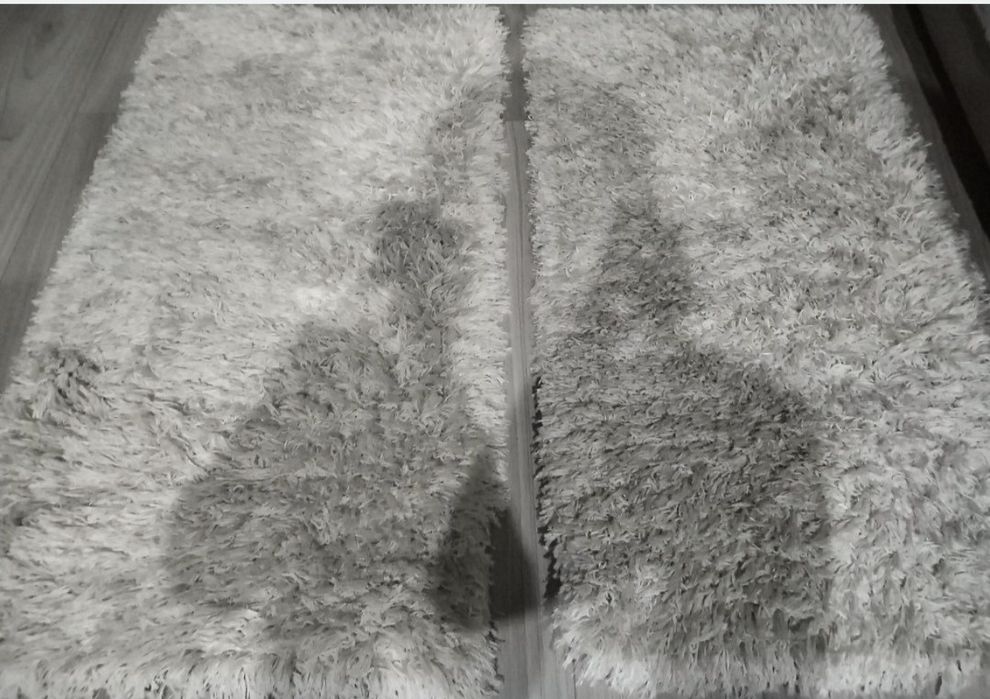 Covoare shaggy albe 80 x 120 groase 2 bucati