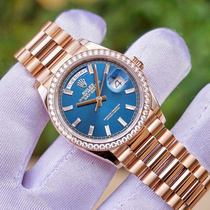 rolex day-date 36mm розово злато/синьо