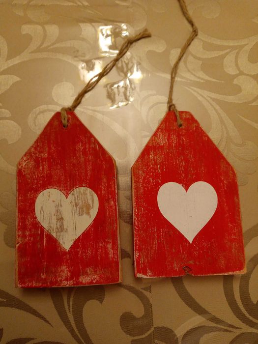 Декоративные подвески 10х15см "Сердечки" из натурального дерева