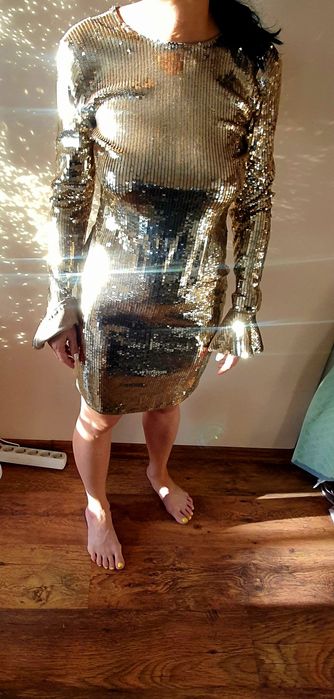 Рокля Michael Kors със златисти пайети