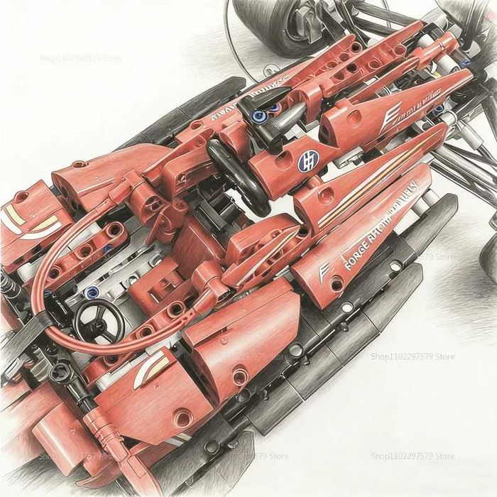 Set construit Race Car F1 Ferrari 1:10 tip Lego cu 1000 piese