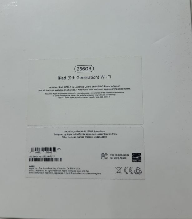Ipad 9th gen 2022, 256gb