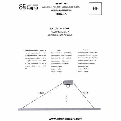 НАЗЕМЕН ПРОЗОРЕЦ HF 7⁠-⁠14⁠-⁠28 MHz С КАБЕЛИ 21,27 M ВСЕПОСОЧНА БАЗА DDK-15