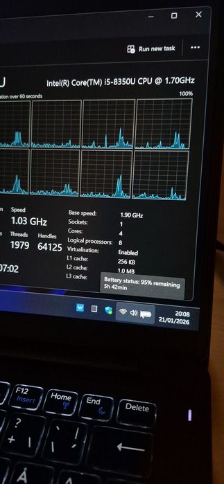 Ultrabook Dell i5 8350U 3.6GHz 8CPUs 8GB RAM NVMe 120GB