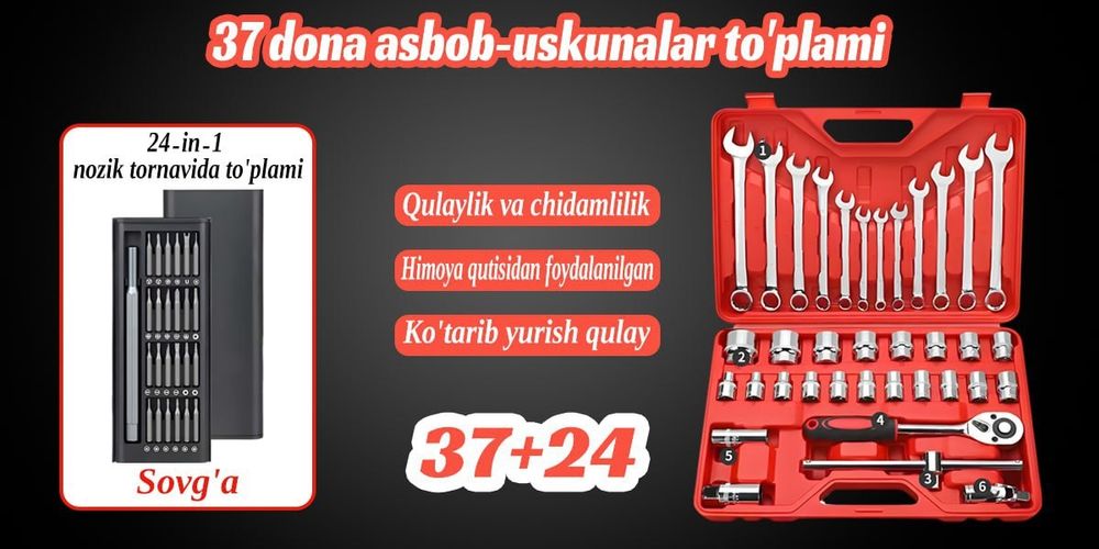 37+24 dona uy va avtomobil ta’mirlash to‘plami