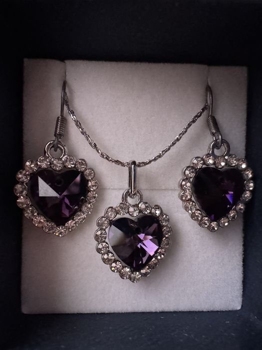 Колие и обици с камъни, 18K GP