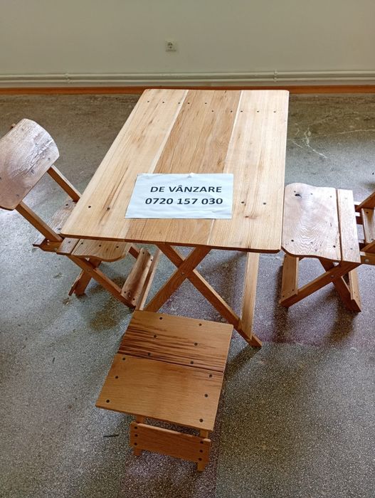 Oferim mobilier rustic din lemn, lucrat manual  mese, scaune, șezlonguri și scaune rabatabile.