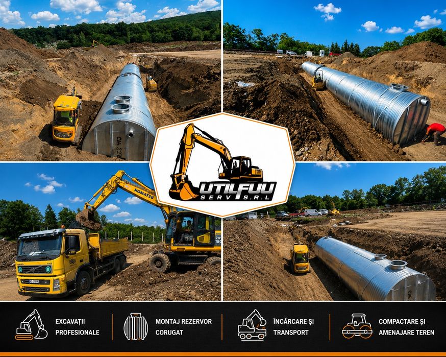 Excavatoare 4T/9T/18T, Bobcat, Autobasculantă | Terasamente, Demolări