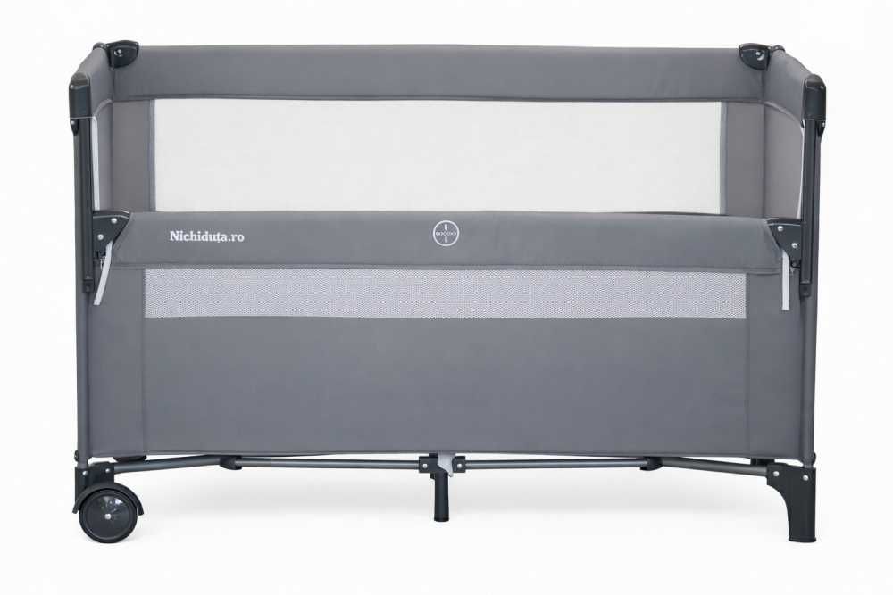 Patut pliabil pentru copii Nichiduta Grey, laterala culisanta