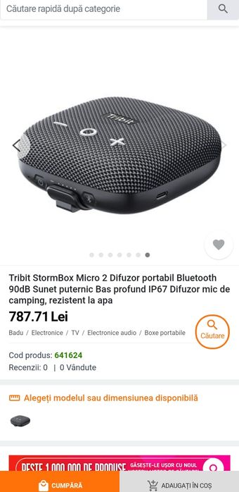 Boxa bluetooth Tribit StormBox Micro 2 BTS12 Blue noua