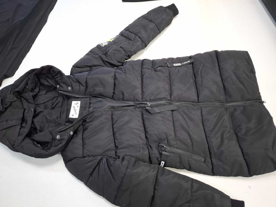 Черно  дълго ватирано яке