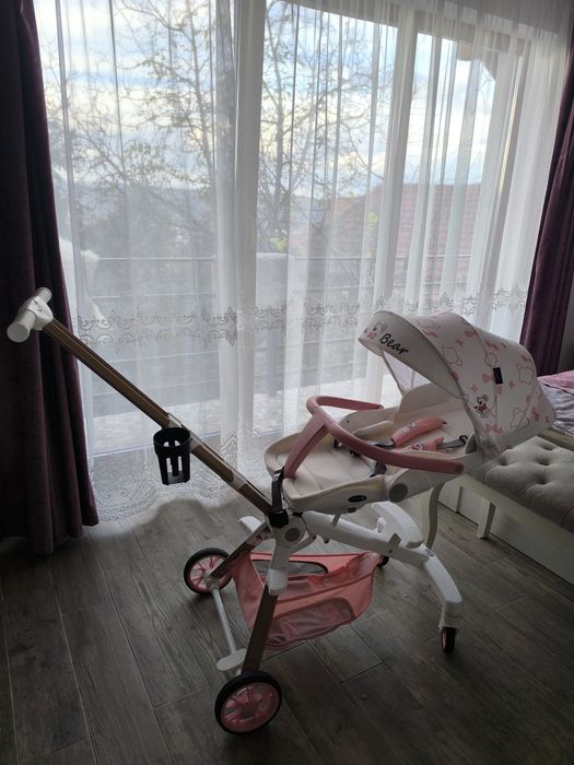 Căruț sport Flippy Bear Alb/Roz ,pliabil,cu funcție de dormit