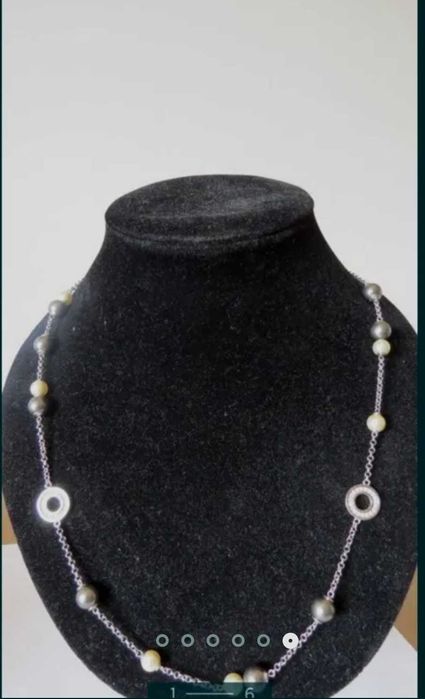 Colier, lant  argint, perle si cristale