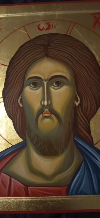 Iisus Hristos  50cm/40cm icoana pictata manual pe lemn de tei