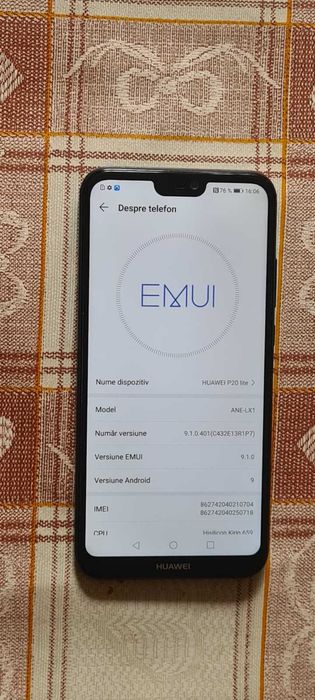 Huawei P20 Lite functional in orice retea,4 Gb RAM 64 Gb stocare