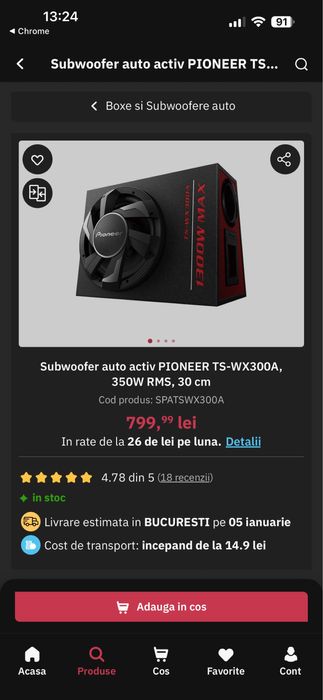 Subwoofer pionner 1300w