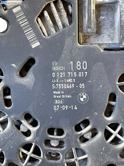 Alternator 180A BMW Seria 5 E60 E61 520 2.0 i N43 N43B20A 2003 - 2010 Cod 0121715017 7550469 755046905 H2 4B3 [B4509]