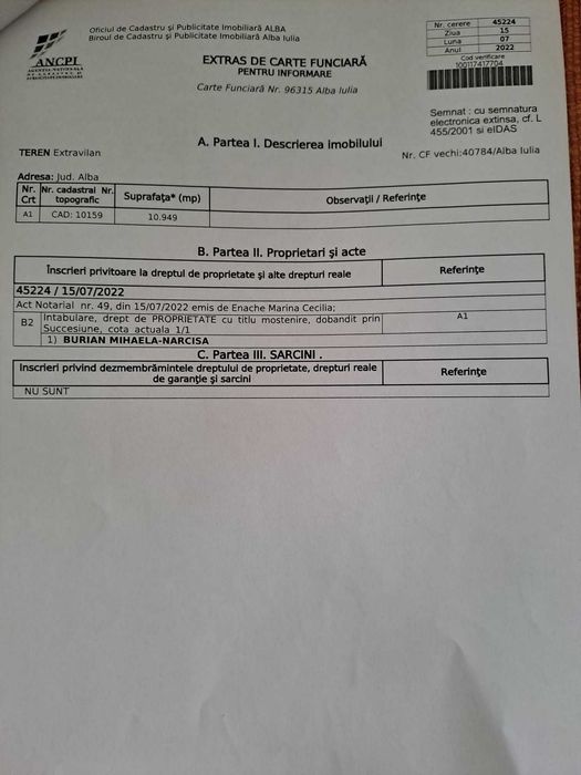 vand teren extravilan in Alba Iulia - Barabant