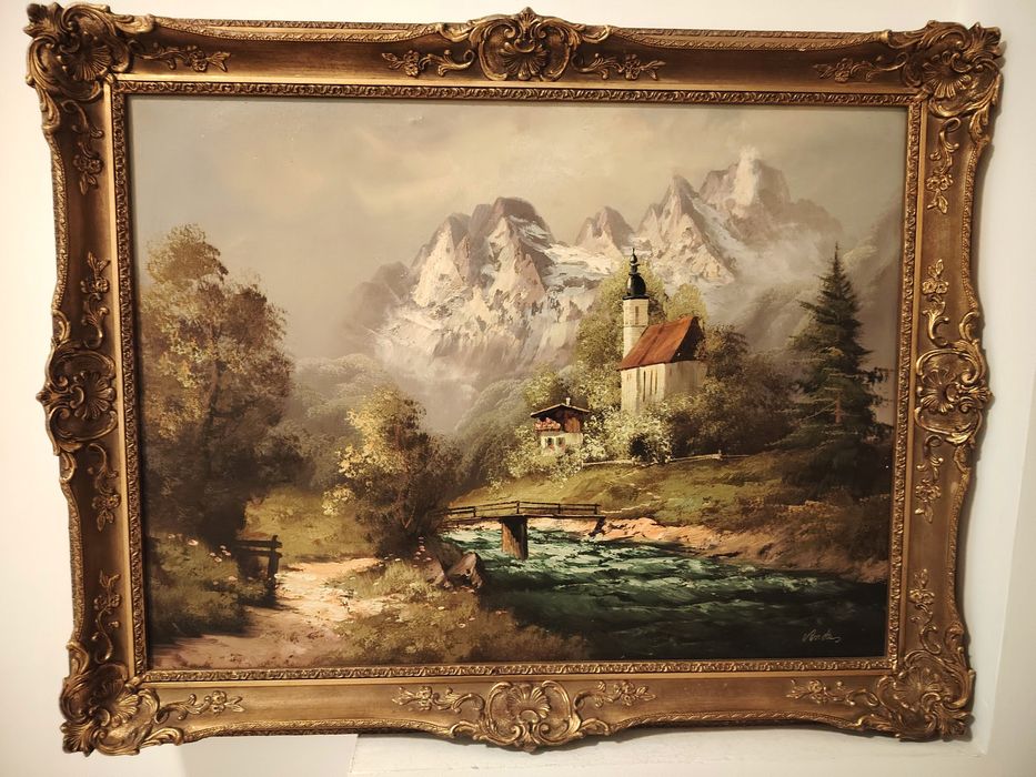 Tablou ,Ulei pe pânză o lucrare veche semnată încadrată într-o ramă Bl