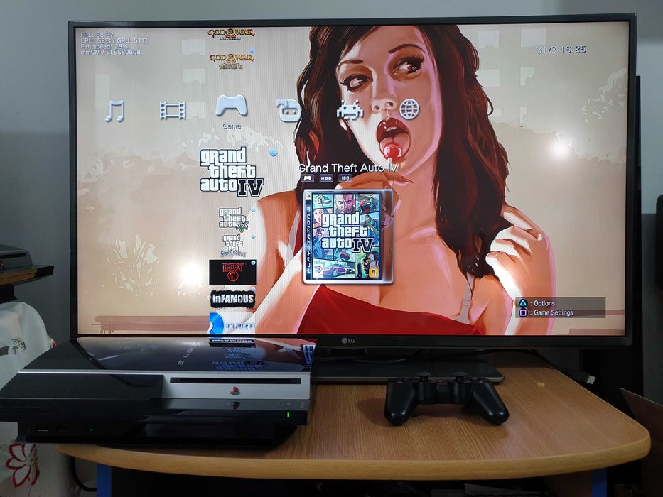 PS3 modat CFW 320 GB + 40 jocuri (GTA V, Red Dead, God of War, NFS)