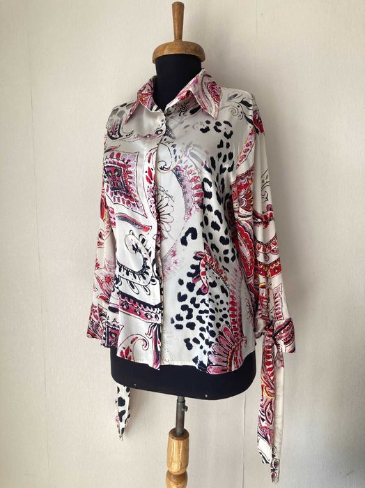 Just Cavalli Animal Print женска копринена блуза коприна IT40 / S / 36