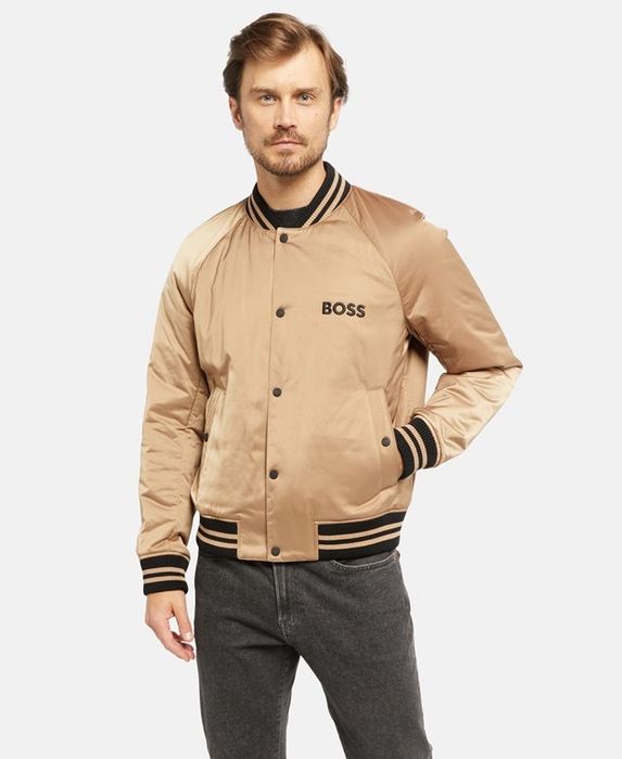 Boss Black Geaca Bomber Satinata cu Dungi Crospa