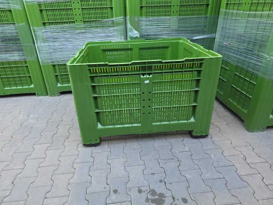 Boxpalet perforat cu patru picioare, 1200 mm x 1000 mm x 785 mm, Verde/ 830 ronTRANSPORT GRATUIT