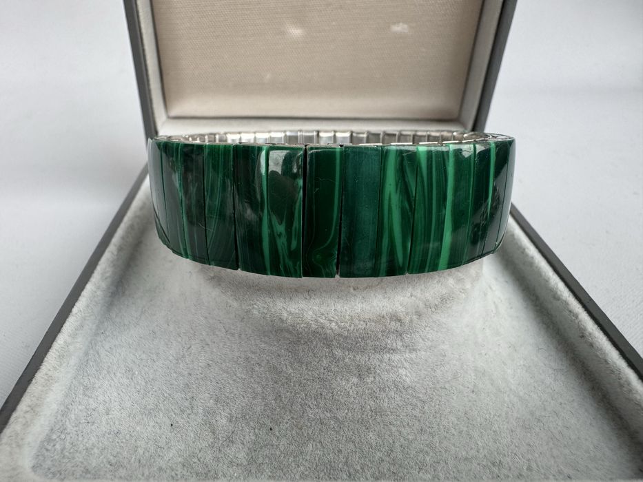 Bratara din otel inoxidabil si malachit