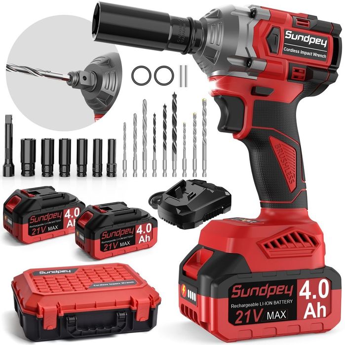 Cheie cu Impact Fără Fir 21V 650Nm cu 2 Baterii și Accesorii