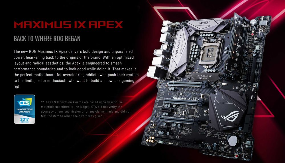 Дъно Дънна платка Asus ROG MAXIMUS IX APEX 1151 WORLD RECORD