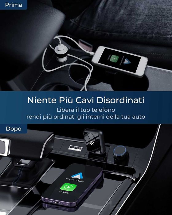 WityEye Carplay iOS10+ Android 11+, Bluetooth V5.3, 5,8GHz WiFi/USB CA