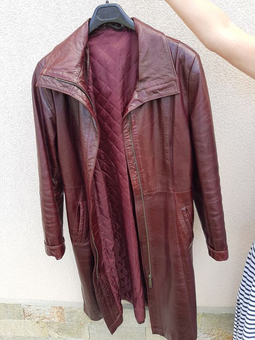 Кожено манто цвят бордо