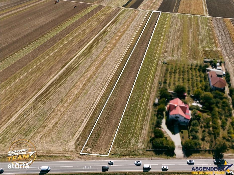 FILM! Teren intravilan 7.500 mp, deschidere dubla, DN11 (E574), Cernat