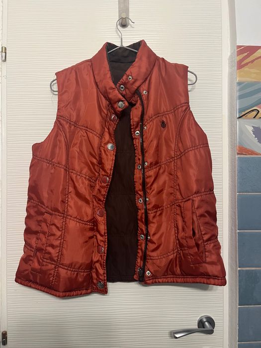 Vestă reversibilă maro și roz