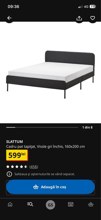 Cadru Pat NOU! - 160x200cm - IKEA  SLATTUM