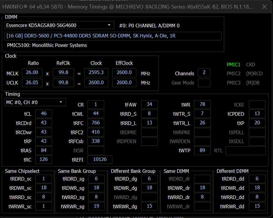 16GB (1x16GB) DDR5 5600 SODIMM (лаптоп) памет с ниска латентност