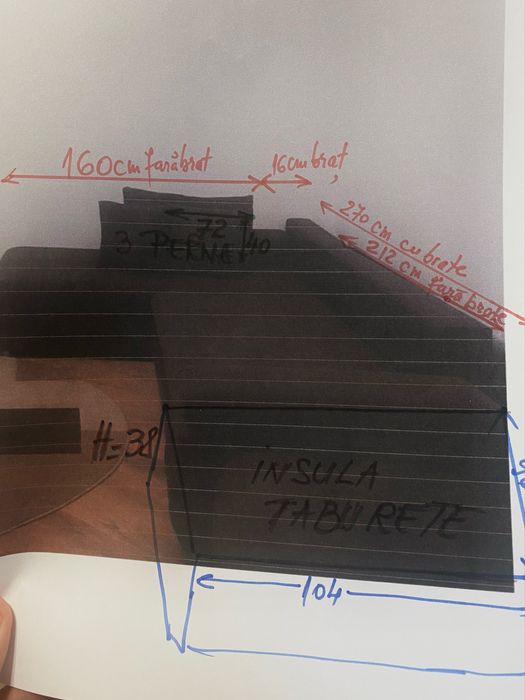 Canapea Mobexpert extensibilă cu ladă depozitare + taburete – 1400 lei