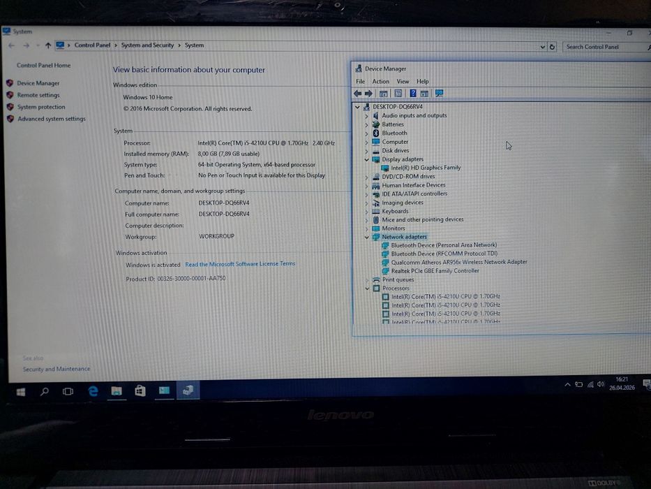 Laptop Lenovo G50-70