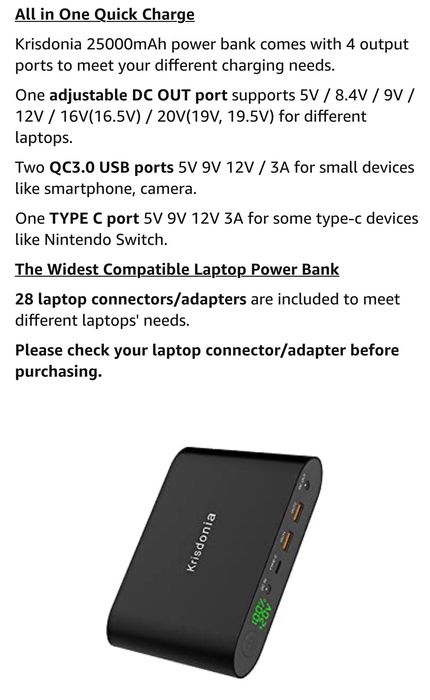 Powerbank Krisdonia 25000mah all in one
