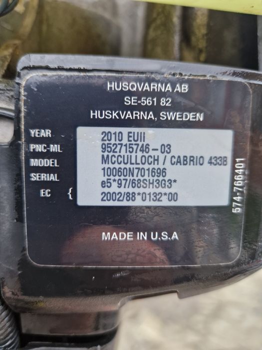 Motocoasa Mcculloch/Husqvarna 1.2cp