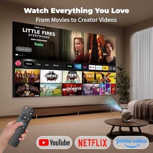 Нов Смарт мини проектор 1080P 480 ANSI WiFi 6 Android 14 180° ротация