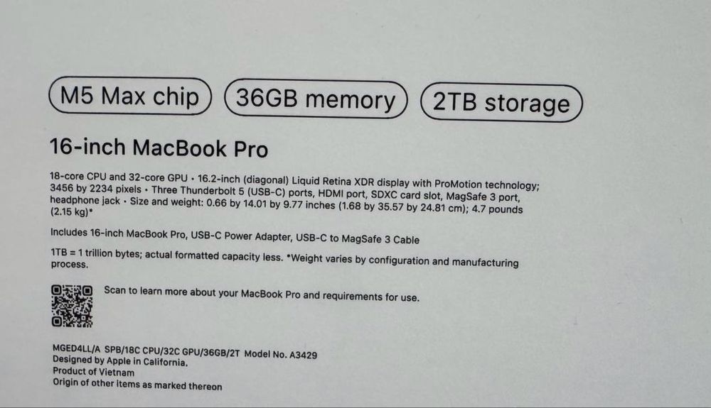 Macbook pro 16” M5 max 36/2tb у Артура в магазе Б17 Hofmann на малике