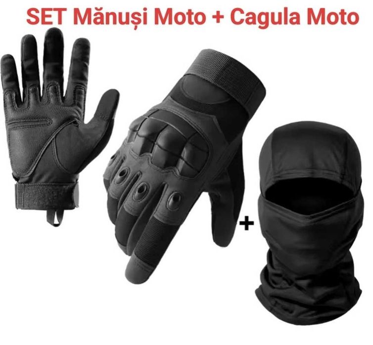 Cagula Moto + Mănuși Moto Set