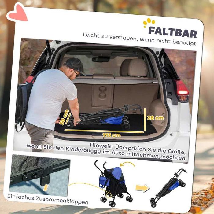 PawHut Количка за домашни любимци, 76Д x 44Ш x 103В см