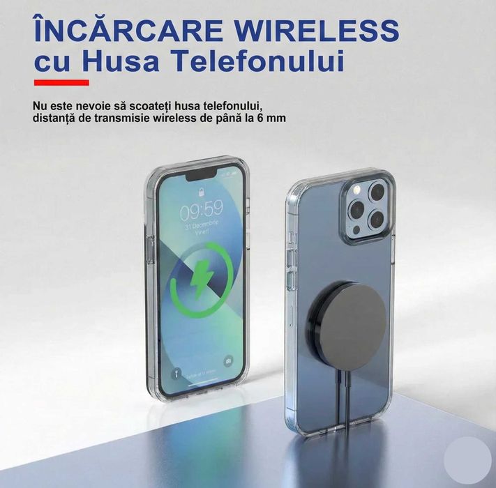 Încărcător Wireless Magnetic 2in1 Wyred by Monga USB-C & A Qi2 MagSafe