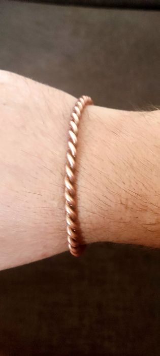 Масивна оплетена медна гривна ръчна изработка 100% мед