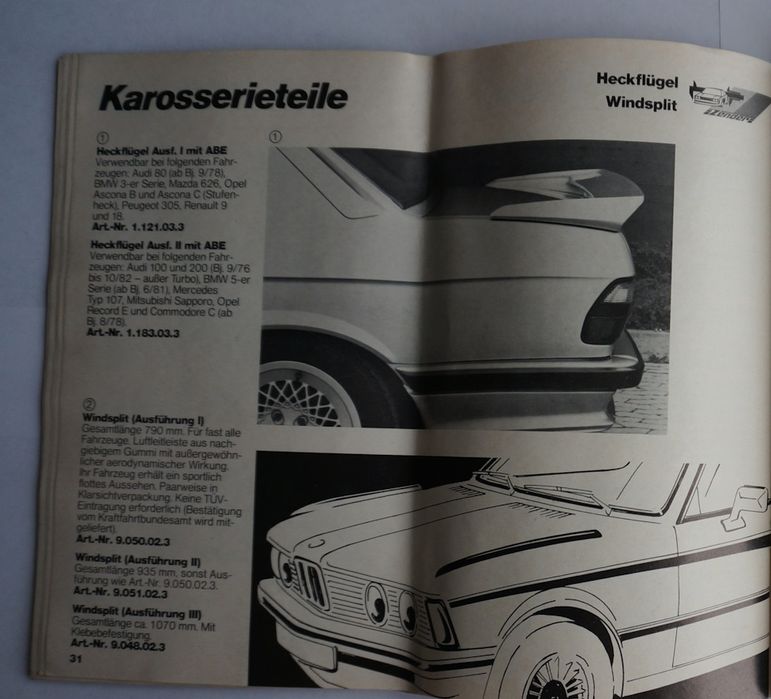 ZENDER Спойлер BMW 5 E28   Rear Boot Spoiler Original