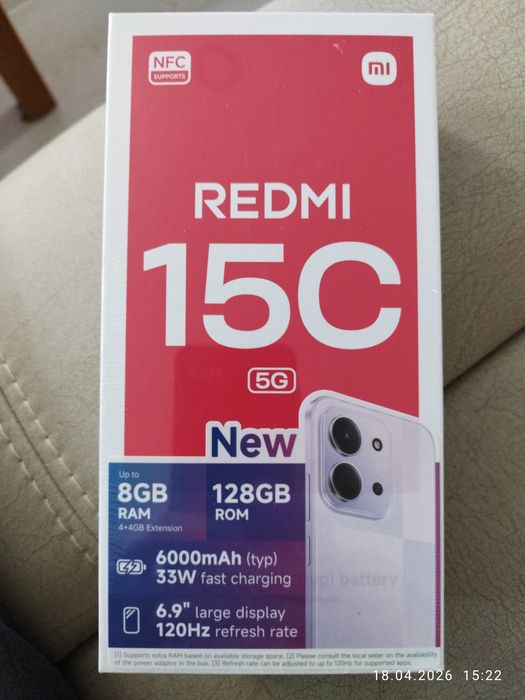 Xiaomi REDMI 15C 5G 8-128 BK Octa Core 4 GB RAM 256 GB Черен 6,9"