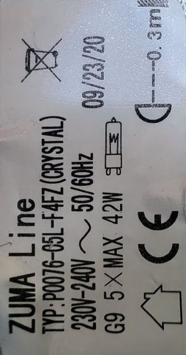 Vand 4 lustre Zuma line cu becuri led G9( Cristal) 3 mari si 1 mica