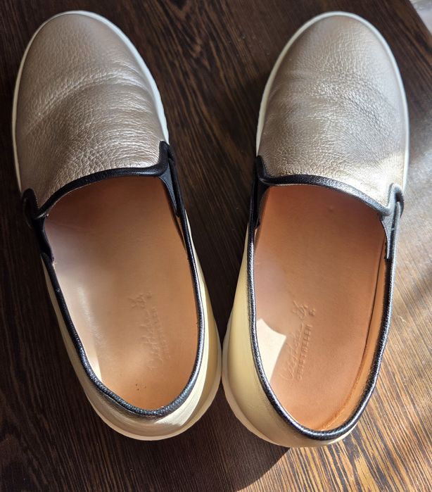 Pantofi slip-on din piele naturală aurie – mărimea 36